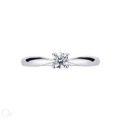 Solitaire setting four prong in white gold 18k