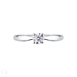Solitaire setting four prongs in white gold 18k