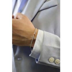 Pulsera flexible de oro blanco de 18 quilates con cruz de diamantes. 2