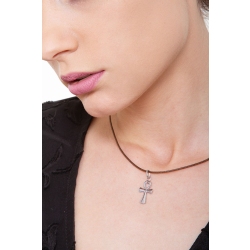 Pendentif Croix Hébraïque en or blanc 18k  2