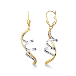 White and yellow gold 18k spiral drop earrings 