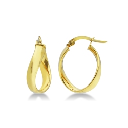 Pendientes ovalados ondulados en Oro Amarillo 18k