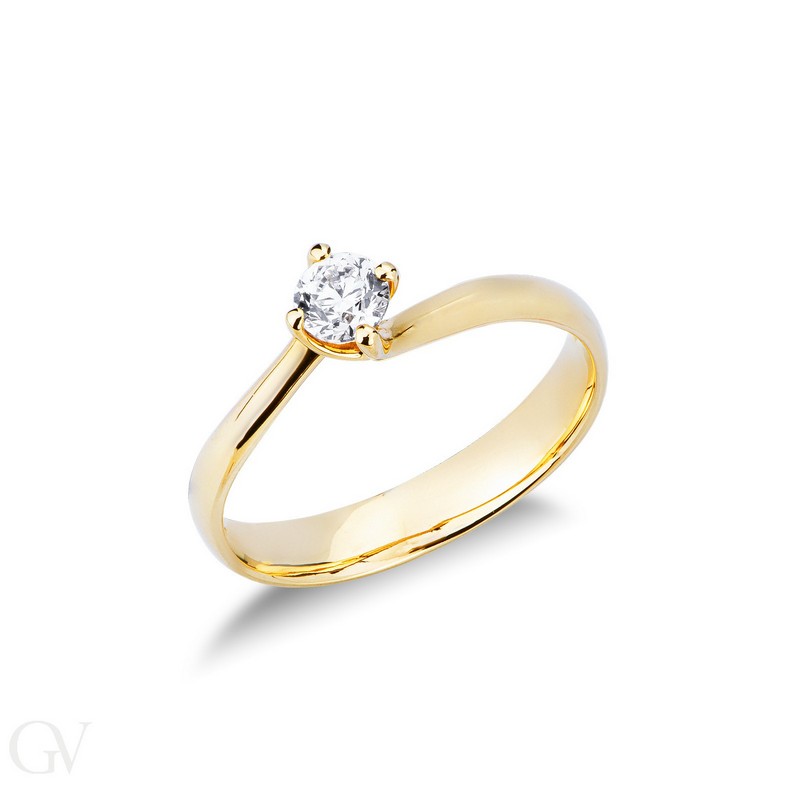 Monture solitaire Valentino en forme de losange or jaune