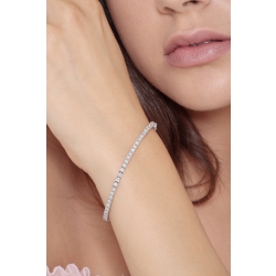 Bracciale Tennis lineare modello filo in oro Bianco 18k con Diamanti  2