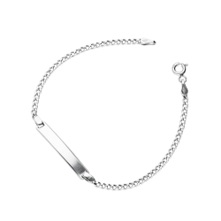 Thin nameplate 18kt white gold bracelet
