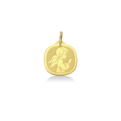 Médaille ange en or jaune 18k