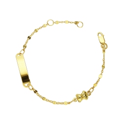 Braccialetto con piastrina in oro giallo 18k, cm 14.