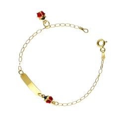 Ladybugs nameplate 18k yellow gold bracelet