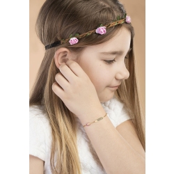 Pink enamel teddybear nameplate 18kt yellow gold bracelet 2