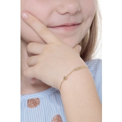 Bracelet en or jaune 18k avec plaque et cœur 2