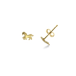 Pendientes en oro amarillo 18k con caballito