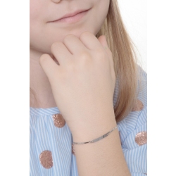 Pulsera en oro blanco 18k con placa grabable 14 cm 2