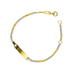 Pulsera en oro blanco y amarillo 750 con placa grabable
