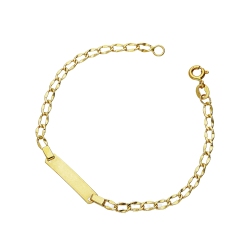 Bracelet or jaune 18k plaque personnalisable 14,5 cm