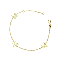 Pulsera con tres mariposas en oro amarillo  18k