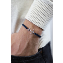 BRACCIALE uomo CON ANCORA IN BRILLANTI, TESSUTO BLU 2