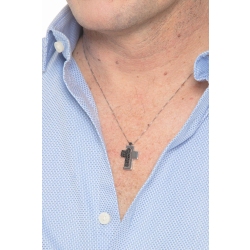 18k white gold cross pendant with black diamonds 2