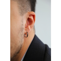 Hoop single earring in white gold 18k with black diamonds 2