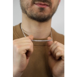 Collar de eslabones tipo gourmette en oro blanco 18k, cm 50 2