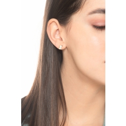 Boucles d’oreilles en or jaune 18k avec chien émaillé blanc 2