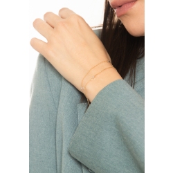 Bracelet double brin en or jaune 18k avec carrés 2