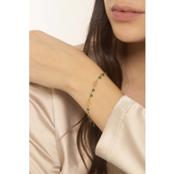Pulsera oro 18k con colgantes y perlitas verdes 2