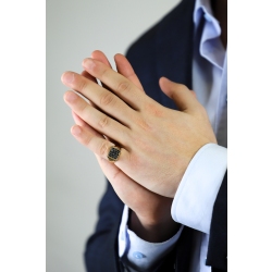 750 rose gold ring with pavè black diamonds 2