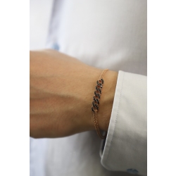 Pulsera cubana 6 eslabones oro rosa 18k con diamantes negros  2