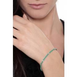 Square links tennis bracelet with emeralds and round cut diamonds 2