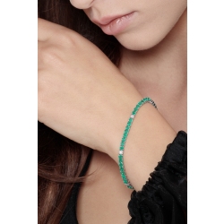Bracciale Tennis in oro Bianco 18k con Smeraldi e Diamanti da 0,10 ct 2