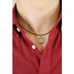 Colgante Rosa de los Vientos y ancla en oro blanco y amarillo 18k 2