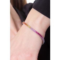 Pulsera tennis de hilo en oro blanco de 18k con zafiros multicolores 2