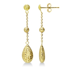 Boucles d'oreilles pendantes en forme de goutte en or jaune 18 ct