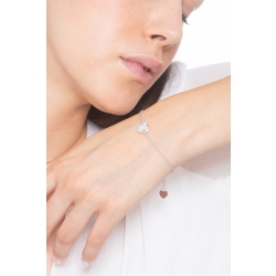Pulsera de oro blanco 18k y corazón con diamantes 2