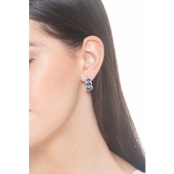 Pendientes oro blanco de 18k con zafiros ovalados y diamantes 2