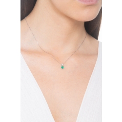 CIONDOLO PASSANTE CON SMERALDO TONDO MM5 E CASTONE CON BRILLANTE 2