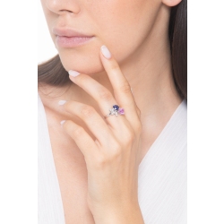 Saphir Ring blau und rosa mit Diamanten 2
