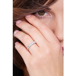 5 diamonds half eternity ring in white gold 18k ct 0,60 2