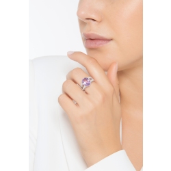 Weißgold Bandring mit Amethyst und Diamanten 2