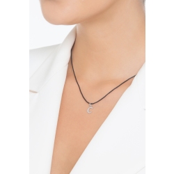 Pendant with initial letter C in uppercase in 18k white gold 2