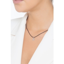Pendant with initial letter N in capital letters in 18k white gold 2