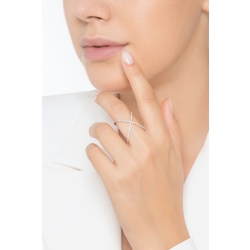 Anillo cruzado con diamantes en oro blanco 18k  2