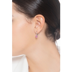 Pendientes de oro blanco de 18 quilates con zafiro rosa 2