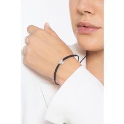 Bracciale con angelo custode in tessuto oro bianco e diamanti 2