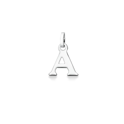 Pendant with initial letter A in capital letters in 18k white gold