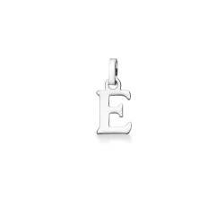 Pendentif avec lettre initiale E en majuscule en or blanc 18K