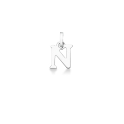 Pendant with initial letter N in capital letters in 18k white gold