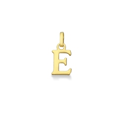 Pendant with initial E in uppercase in 18k yellow gold
