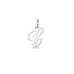 Pendant with initial letter C in italic in 18k white gold