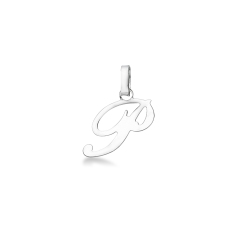Pendant with initial letter P in italic in 18k white gold